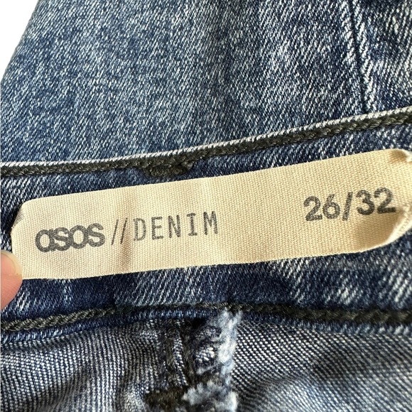 Asos Ridley Jeans 26 Blue With Front Split Seam And Vent Hem - Picture 9 of 11